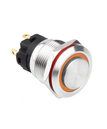 WD19A-G1-E 19mm Çıkık Yaylı Işıklı Metal Buton - Sarı