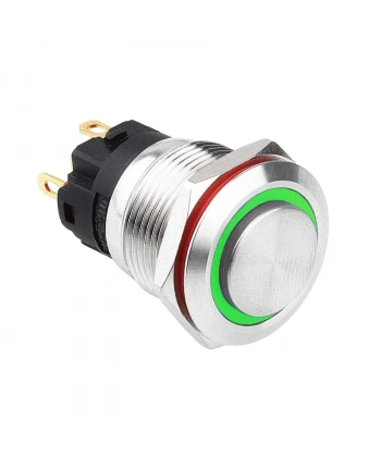 WD19A-G1Z-E 19mm Çıkık Anahtarlı Işıklı Metal Buton - Yeşil
