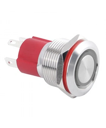 WD19D-P1-E 19mm Düz Yaylı Işıklı Metal Buton - Beyaz