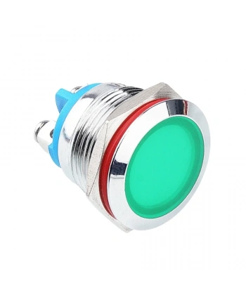 WD19L-P0 19mm 12-24V Metal Sinyal Lambası - Yeşil
