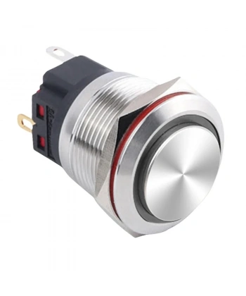 WD22B-G1-E 22mm Çıkık Yaylı Işıklı Metal Buton - Beyaz