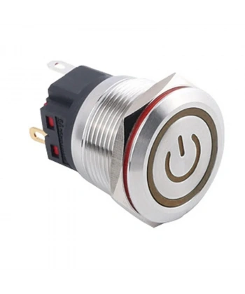 WD22B-P1Z-EC 22mm Düz Anahtarlı Işıklı Power Metal Buton - Sarı