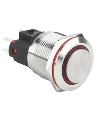 WD22E-G1Z-E 22mm Çıkık Anahtarlı Işıklı Metal Buton - Kırmızı