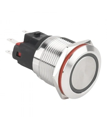 WD22E-P1-E 22mm Düz Yaylı Işıklı Metal Buton - Beyaz