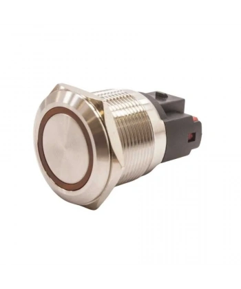 WD22E-P1-E 22mm Düz Yaylı Işıklı Metal Buton - Sarı