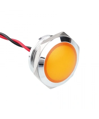 WD22L-P2 22mm 12-24V Kablolu Metal Sinyal Lambası - Sarı