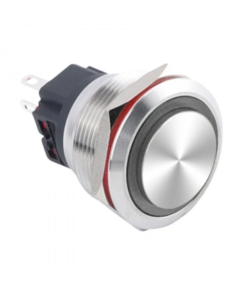 WD25B-G1-E 25mm Çıkık Yaylı Işıklı Metal Buton - Beyaz
