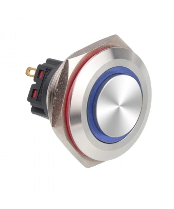 WD28B-G1Z-E 28mm Çıkık Anahtarlı Işıklı Metal Buton - Mavi