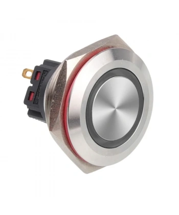WD28B-P1-E 28mm Düz Yaylı Işıklı Metal Buton - Beyaz