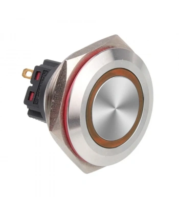 WD28B-P1-E 28mm Düz Yaylı Işıklı Metal Buton - Sarı