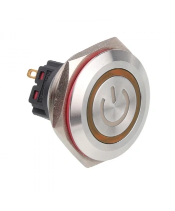 WD28B-P1Z-EC 28mm Düz Anahtarlı Işıklı Power Metal Buton - Sarı