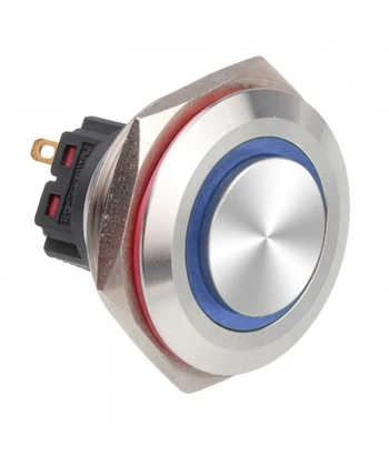 WD30B-G1Z-E 30mm Çıkık Anahtarlı Işıklı Metal Buton - Mavi