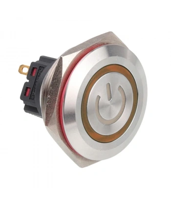 WD30B-P1-EC 30mm Düz Yaylı Işıklı Power Metal Buton - Sarı