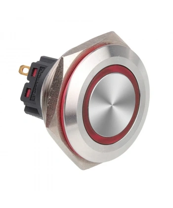 WD30B-P1Z-E 30mm Düz Anahtarlı Işıklı Metal Buton - Kırmızı