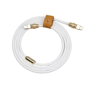 100W Beyaz Type-C Silikon Hızlı Şarj Kablosu - 1 Metre