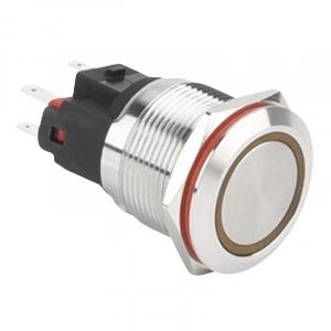 22E-P1Z-E 22mm Düz Anahtarlı Işıklı Metal Buton - Sarı