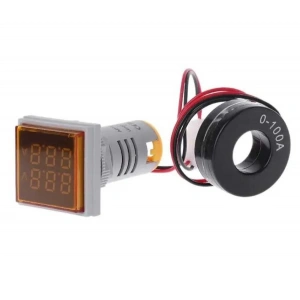 22mm Dijital Voltmetre-Ampermetre AC 20-500V 0-100A Sarı