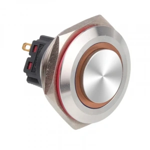 28B-G1Z-E 28mm Çıkık Anahtarlı Işıklı Metal Buton - Sarı