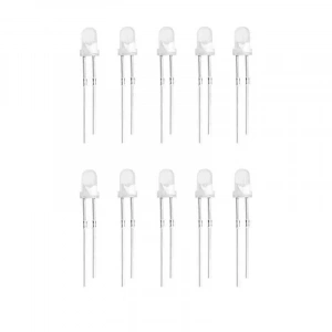 3mm Beyaz Led Paketi Kısa Bacak - 10 Adet