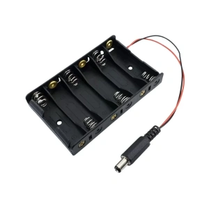 6lı AA Pil Yuvası - Barrel Jack Çıkışlı