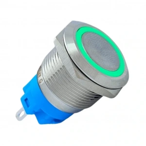 E3 19mm Metal Buton Kalıcılı 12-24V Yeşil Led 1No/1NC