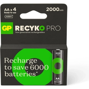 GP Recyko GP2100 2000 mAh Pro Siyah AA Şarjlı Kalem Pil 4lü