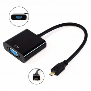 Micro Hdmi to Vga Kablo Dönüştürücü Çevirici Adaptör Siyah