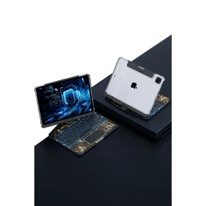 Newface JP12.9 iPad Pro 12.9 (2022) Kılıf Vales Dönen Ledli Klavyeli Tablet Kılıfı - Siyah