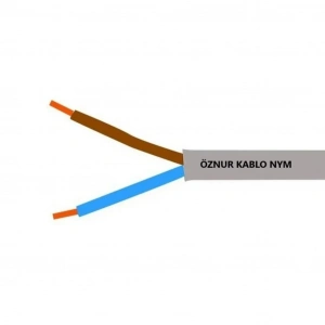 Öznur Kablo 2x2,5 mm NYM (Antigron) Gri 1mt