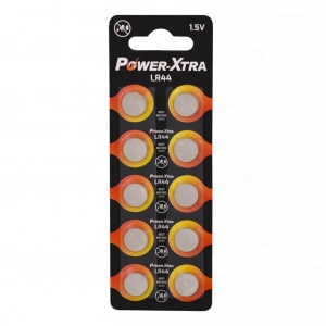 Power-Xtra LR44 1.5V Alkalin Pil 1.5V LR44 Düğme Pil 10lu Kart Paket