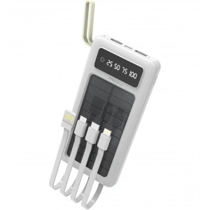 PW-59 Solar Led Fenerli LCD Göstergeli Dahili Kablolu Powerbank 10.000mAh