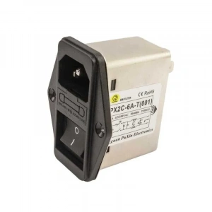 PX2C-6A EMI Filtre 6A Anahtarlı Erkek Power Soketi - Sigorta Yuvalı