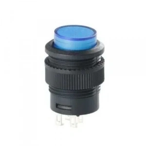 RL16-503A 16MM Plastik 4 Pin Anahtarlı Buton Mavi