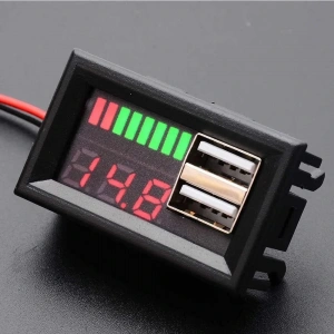 USB Çıkışlı Dijital Voltmetre Ekranlı 5V 2A IOS-Android Çıkışlı