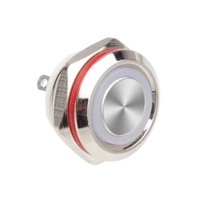 WD12C1-Pin-P1-E 12mm Düz Yaylı Işıklı Metal Buton - Beyaz