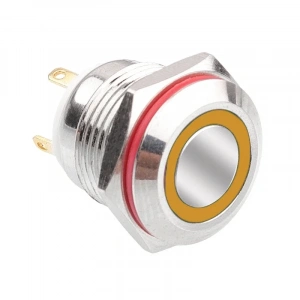 WD16H-P1-E 16mm Düz Yaylı Işıklı Metal Buton - Sarı