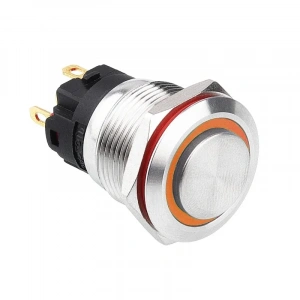 WD19A-G1-E 19mm Çıkık Yaylı Işıklı Metal Buton - Sarı