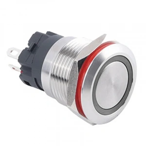 WD19A-P1Z-E 19mm Düz Anahtarlı Işıklı Metal Buton - Beyaz