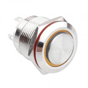 WD19H-G1-E 19mm Çıkık Yaylı Işıklı Metal Buton - Sarı