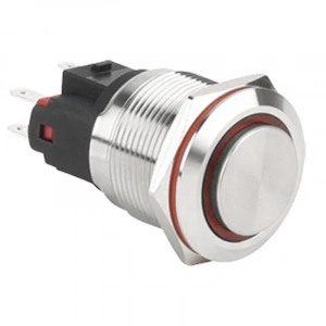 WD22E-G1Z-E 22mm Çıkık Anahtarlı Işıklı Metal Buton - Kırmızı