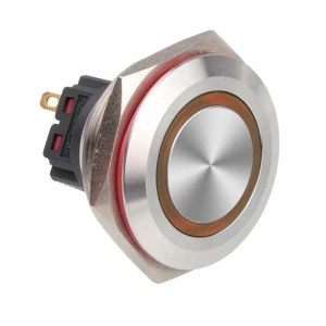 WD28B-P1-E 28mm Düz Yaylı Işıklı Metal Buton - Sarı