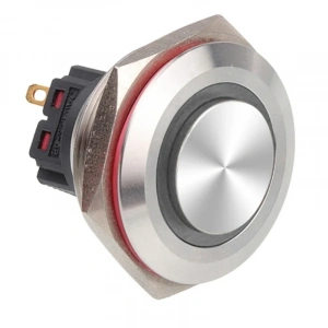 WD30B-G1-E 30mm Çıkık Yaylı Işıklı Metal Buton - Beyaz