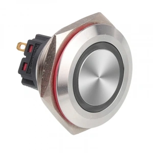 WD30B-P1-E 30mm Düz Yaylı Işıklı Metal Buton - Beyaz