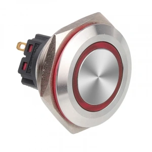WD30B-P1Z-E 30mm Düz Anahtarlı Işıklı Metal Buton - Kırmızı