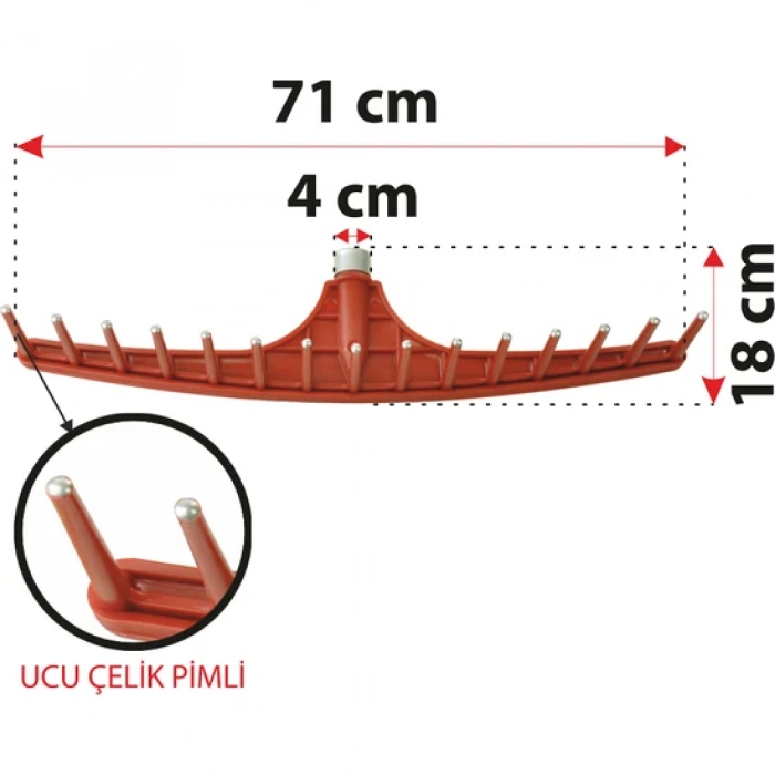 Plastik Bilezikli Tırmık 71 Cm Çelik Uçlu