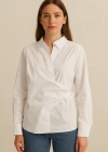 Önden Bağlamalı Beyaz Gömlek