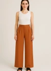 Yandan Düğmeli Turuncu Pantolon