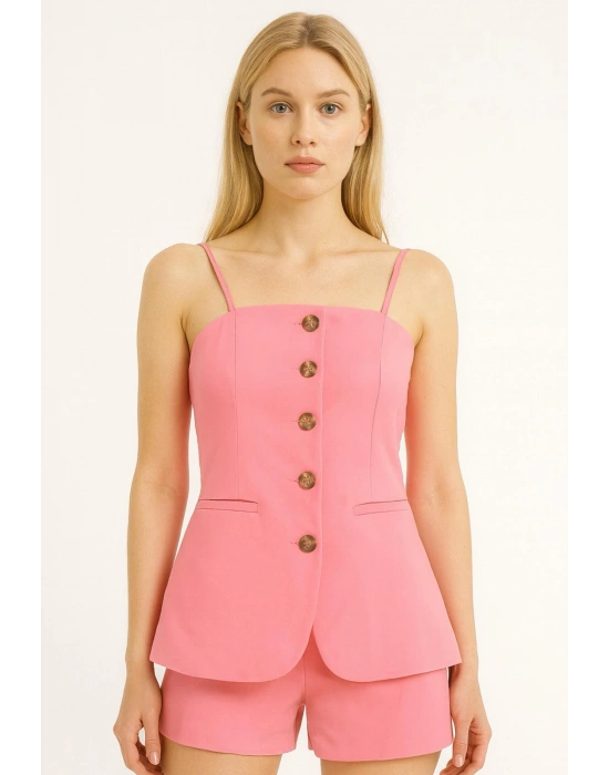 Pembe Askılı Yelek