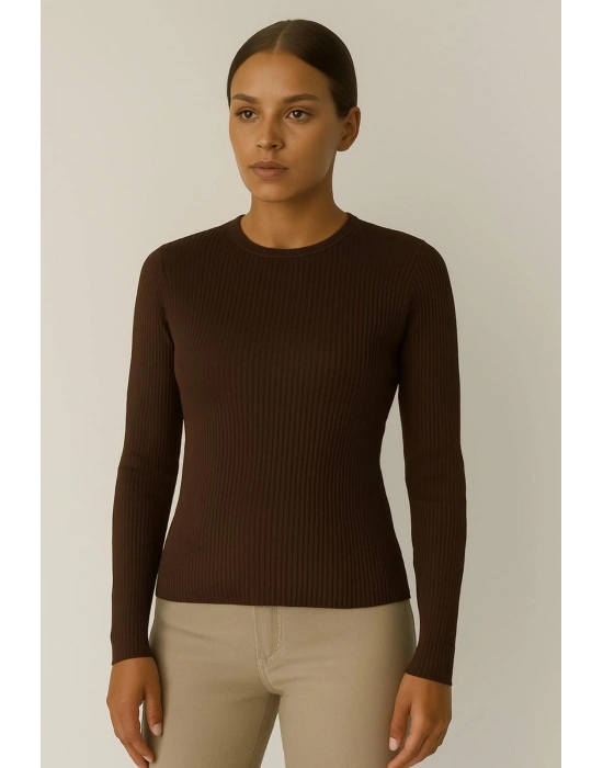 Kahverengi Uzun Kollu Triko