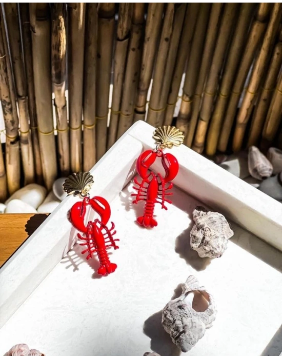 Kırmızı Yengeç Küpe